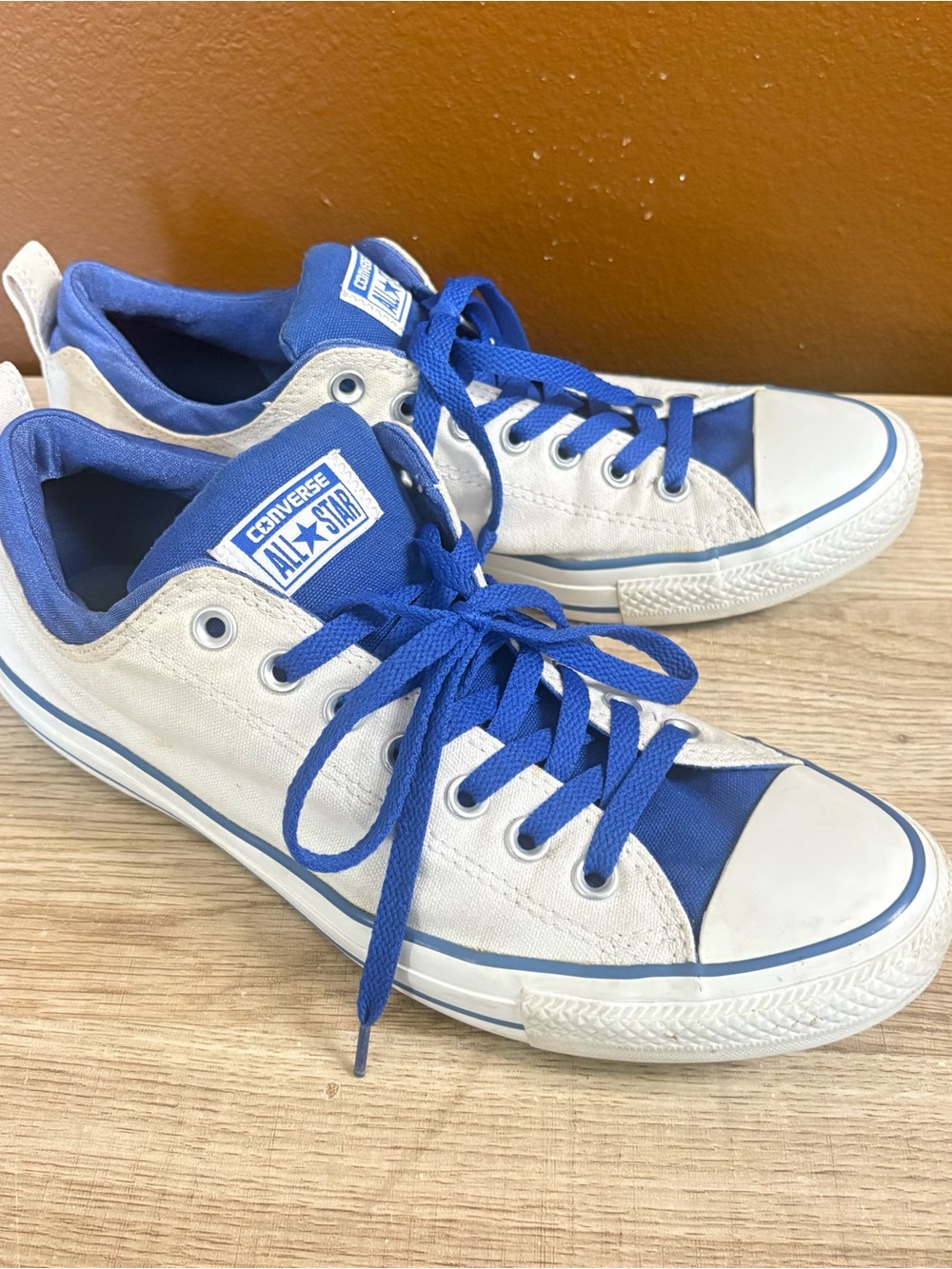 Converse White and Blue All Star Low Top Sneakers, Men’s Size 10, Women’s 12